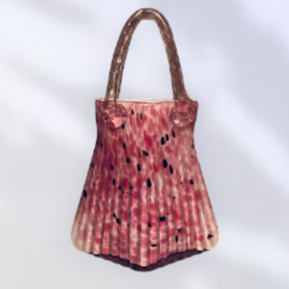 Vintage Y2K Murano Speckled Pink Glass Purse🌸Substantial Art Decor🌸 - Picture 2 of 15